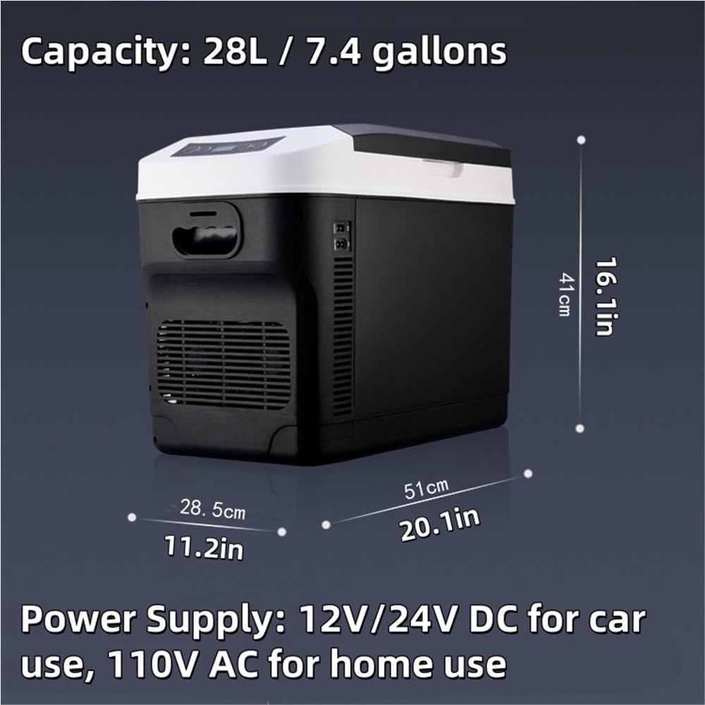 28L/30Qt Portable Car Refrigerator with Digital Display, Electric Cooler & Warmer, 0°F to 149°F, 12/24V DC & 110V AC, Fridge for Camping, RV, SUV, Travel, Home
