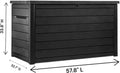 Stylish Indoor/Outdoor Storage Deck Box,Resin,Large Capacity, Weather-Resistant, Lockable lid and Side handles. (Black, 230 Gallon)