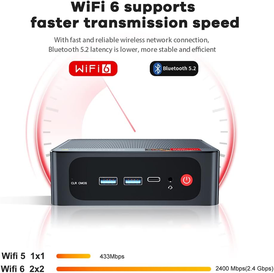 Beelink Mini PC SER5 with AMD Ryzen 5 5500U Mini Computer(6C/12T, up to 4.0GHz), 16GB DDR4 500GB NVMe SSD, Desktop PC 4K HD Dual Display HDMI/DP1.4/WiFi 6/Bluetooth 5.2/2.5Gbps Ethernet