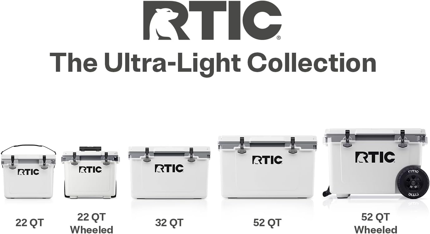 RTIC 72 Quart Ultra-Light Wheeled Cooler Hard Insulated Portable Ice Chest Box for Beach, Drink, Beverage, Camping, Picnic, Fishing, Boat, Barbecue, 30% Lighter Than Rotomolded Coolers