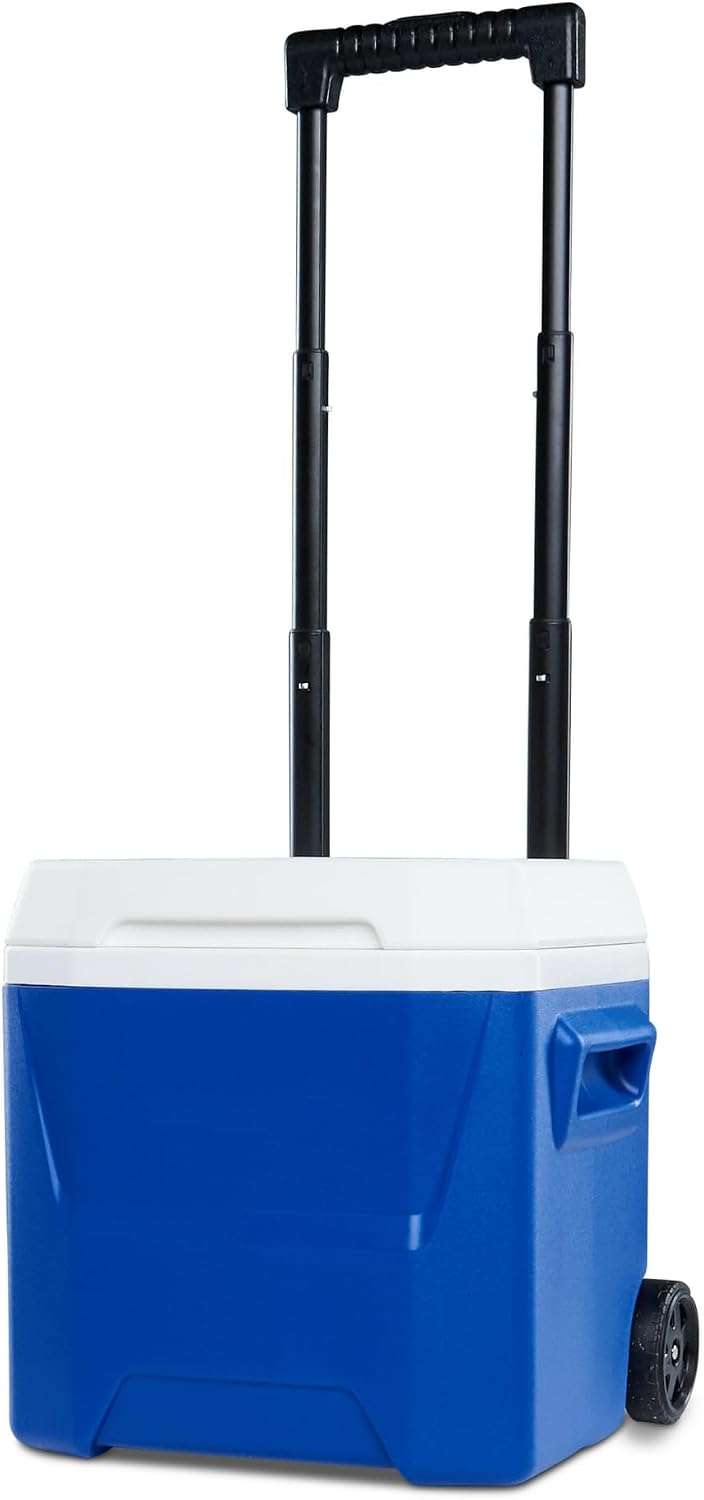 16 QT Hard Sided Ice Chest Cooler with Wheels and Handle,Portable Wheeled Plastic Coolers to Keep Food Fresh or Drinks,Insulated Container,Classic Outdoor Cooling Storage Box (Blue)