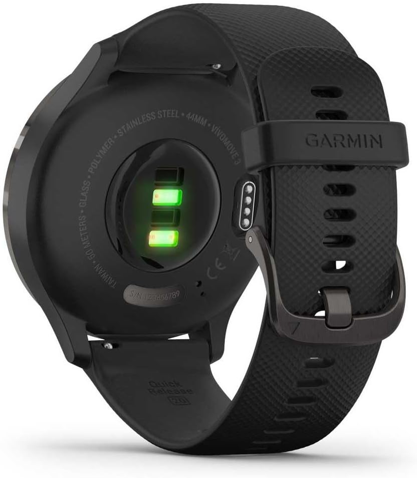 Garmin vivomove 3, Hybrid Smartwatch with Real Watch Hands and Hidden Touchscreen Display, Black