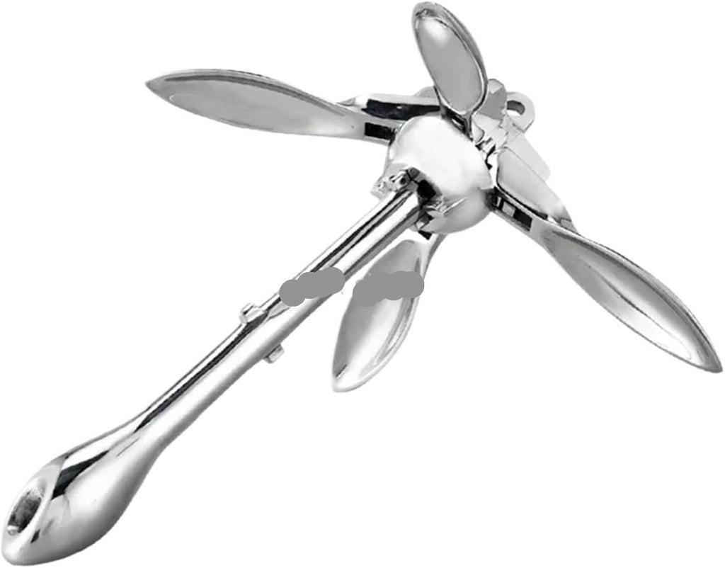 Folding Anchor, Stainless Steel Mirror Polished Yacht Parts 316 Grapnel Anchor,for Small Boats Canoe Paddle Boards