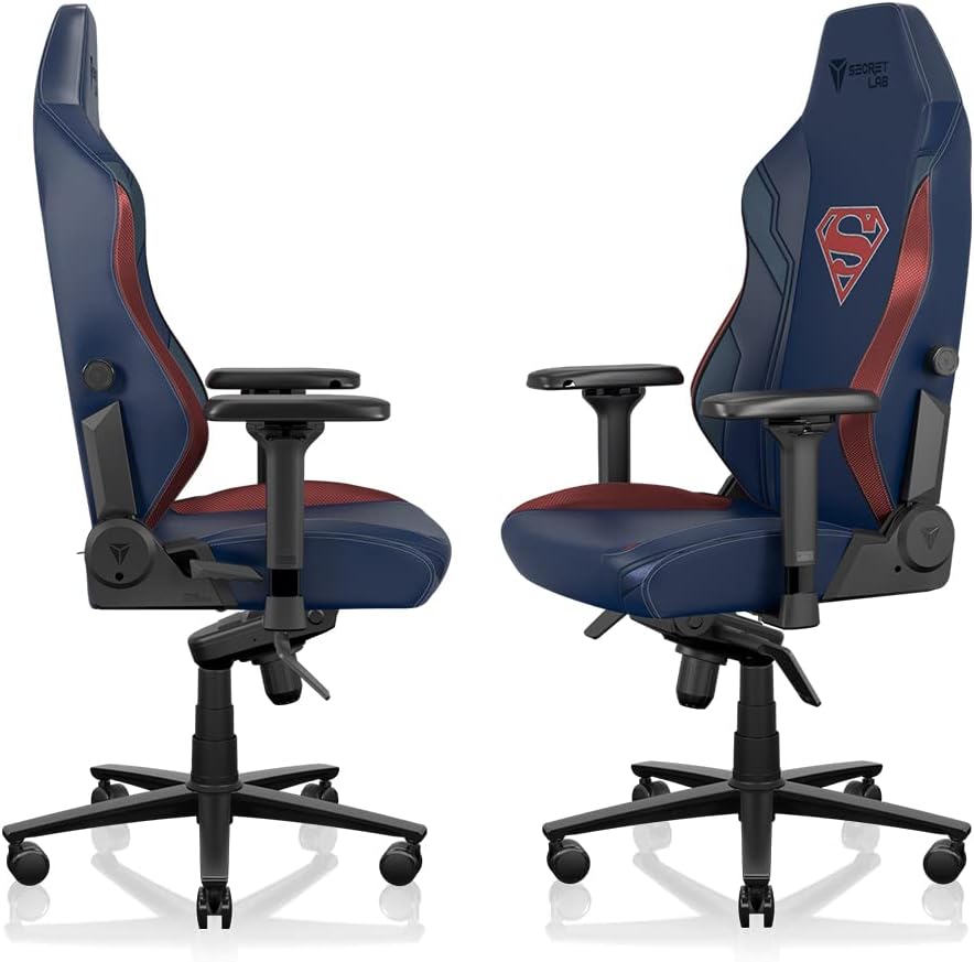 Secretlab Titan Evo Superman Gaming Chair - Reclining - Ergonomic & Comfortable Computer Chair with 4D Armrests - Magnetic Head Pillow & 4-Way Lumbar Support - Small - Blue/Red - Leatherette