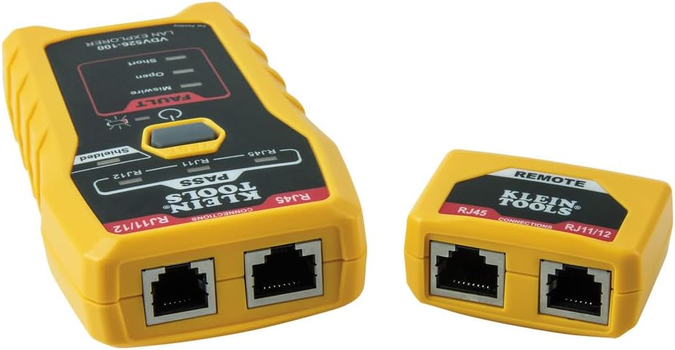 Klein Tools 80093 Cable Tester, VDV LAN Kit with LAN Tester, Pass Thru Crimper, CAT6/CAT5e Plugs and Strain Relief Boots, 5-Piece