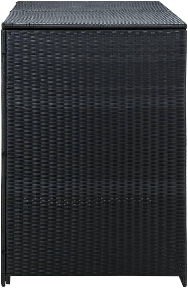 vidaXL Garbage Can Shed, Trash Bin Shed, Double Wheelie Bin Storage, Outdoor Garbage Can Enclosure for Garden Patio Lawn, Black Poly Rattan