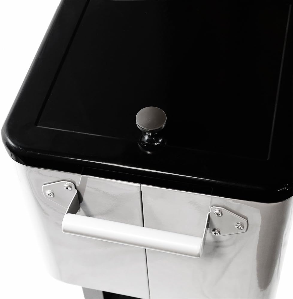80 Quart Qt Rolling Cooler Ice Chest for Outdoor Patio Deck Party, Grey, Portable Party Bar Cold Drink Beverage Cart Tub, Backyard Cooler Trolley on Wheels with Shelf, Stand, & Bottle Opener