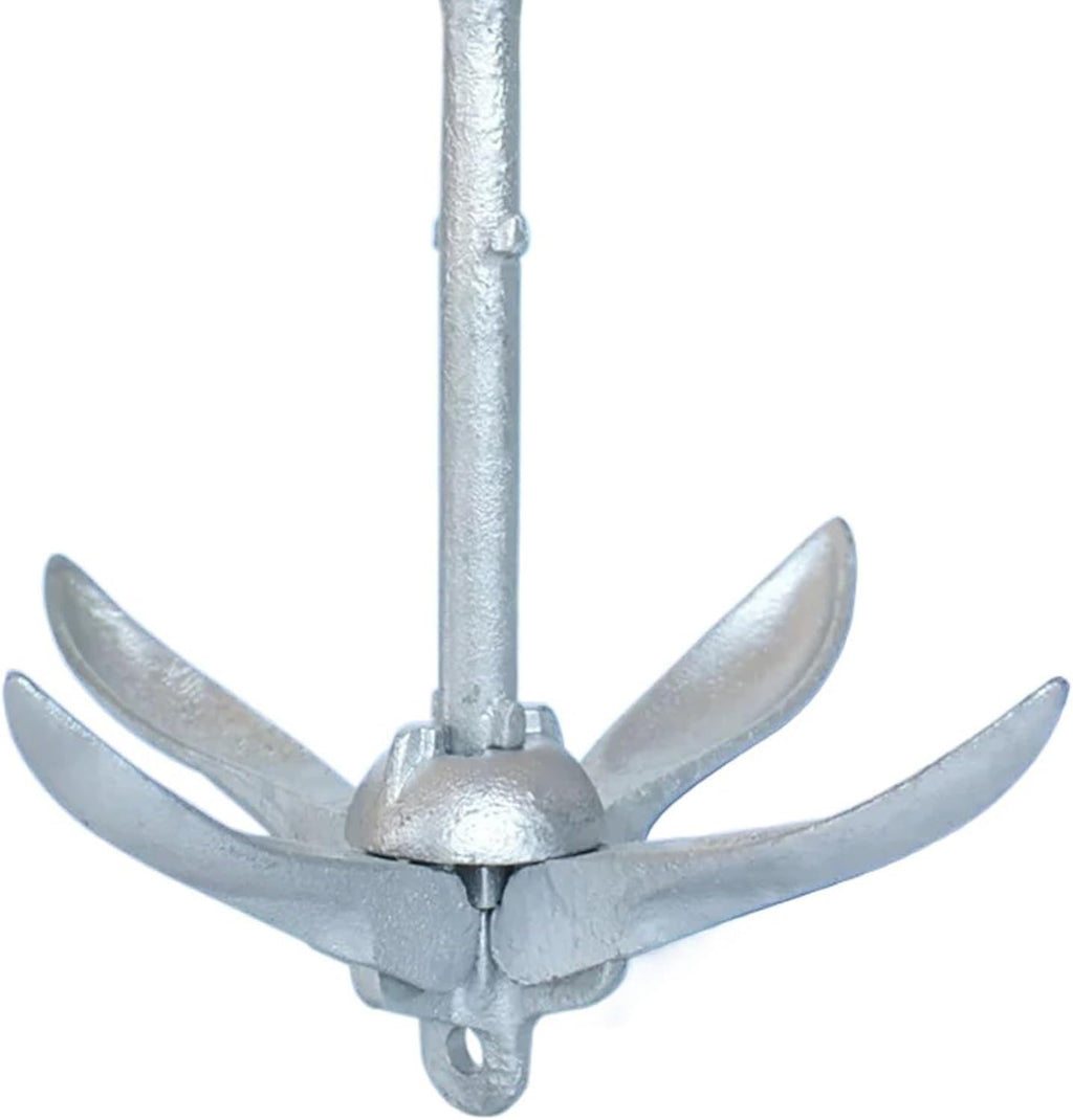 Folding Anchor, Inflatable Boat Anchor Galvanized 1.5Kg Foldable Carbon Steel Ing Delivery Line 20m Rope Boating Anchors,for Small Boats Canoe Paddle Boards