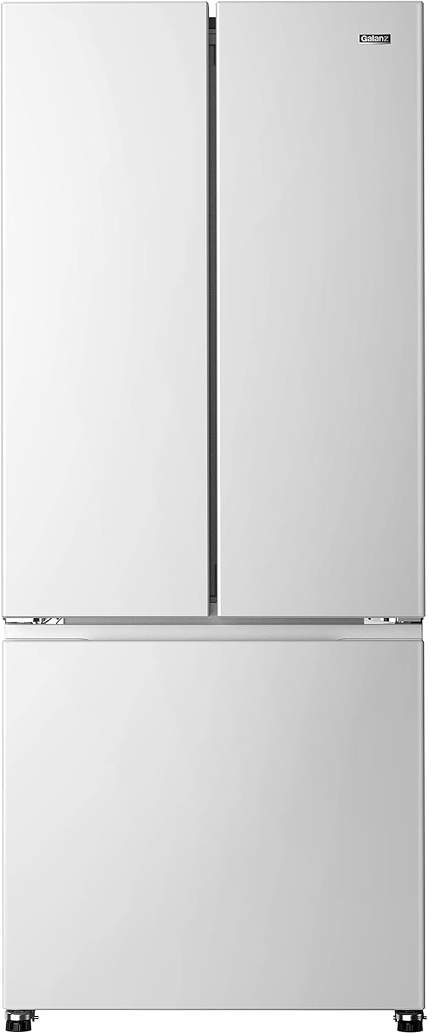 Galanz 3-Door French Door Refrigerator with Bottom Freezer & Adjustable Thermostat, 16 Cu Ft, White
