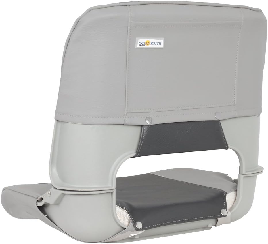Oceansouth Skipper folding boat seat (Grey/Charcoal) seat boat fishing seats canoe with back support paddleboard kayak cushion covers waterproof cushions swivel bobber jon bass accessories mount