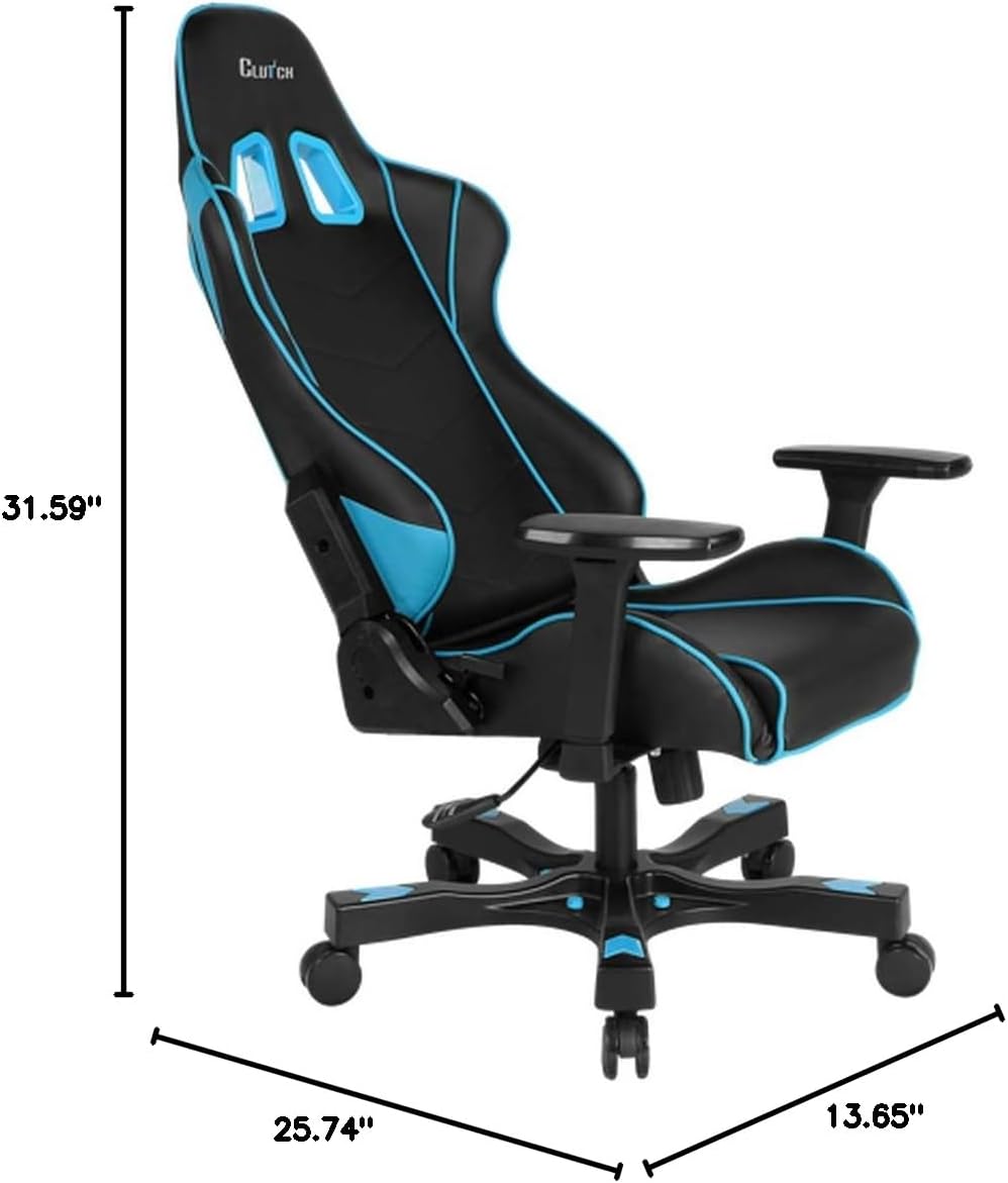Clutch Chairz - Ergonomic Gaming Chair, Video Game Chairs, Office Chair, High Chair and Lumbar Pillow for Computer Desk – Colour: Black/Blue - Crank Series.