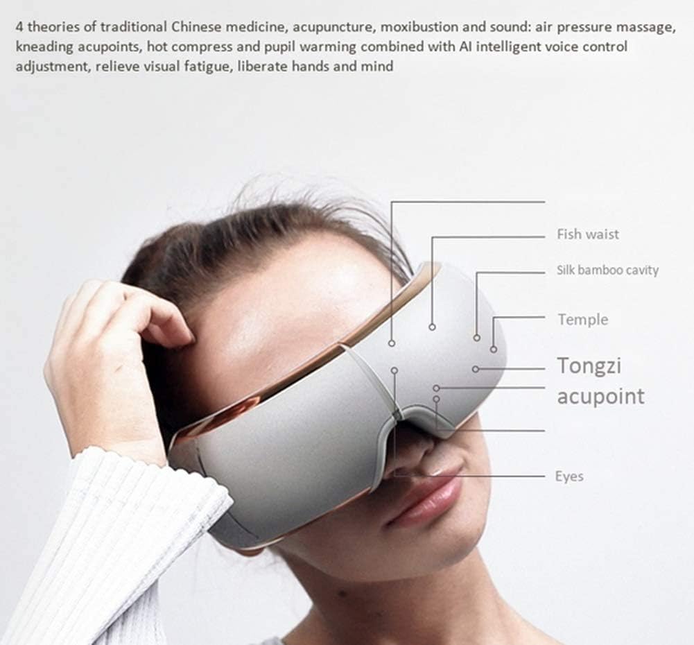 Eye-Massager-with-Heat,Air Pressure Massage, Hot Compress, Electric Portable Massager for Relieve Eye Strain Dark Circles Eye Bags Dry Eye Improve Sleep