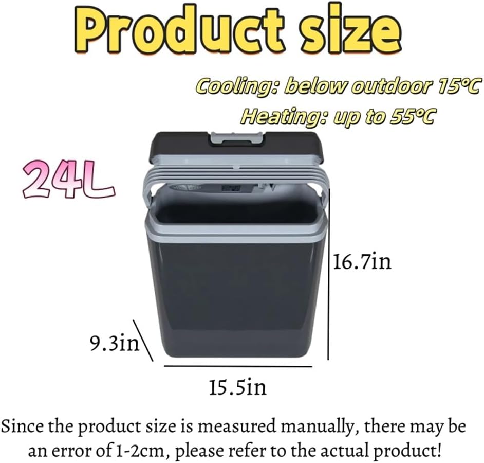 Electric Cooler & Warmer with Handle, 26Quart(24 L) Portable Thermoelectric Fridge, 12V car Cooler 12V DC & 110 AC for Camping, Travel & Picnics