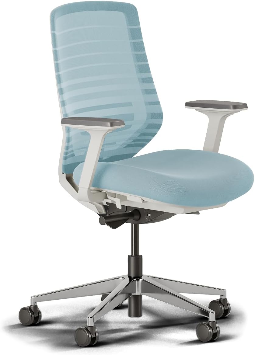 Branch Ergonomic Chair - A Versatile Desk Chair with Adjustable Lumbar Support, Breathable Mesh Backrest, and Smooth Wheels - Experience Optimal Comfort and Support - Light Blue