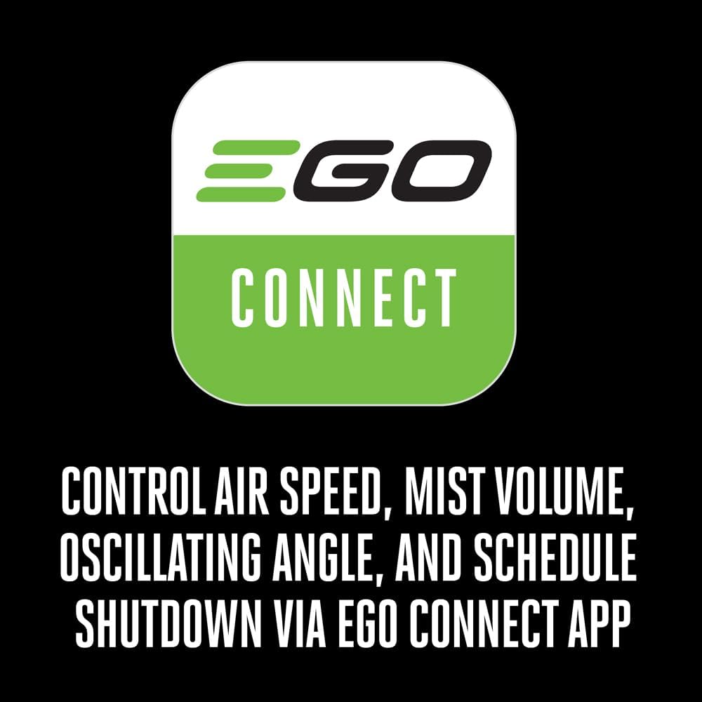 EGO Power+ FN1000 10-Inch 1700CFM 20MPH Oscillating Misting Fan with 6 Speed Modes, 3 Oscillation Modes, 3 Misting Modes, Battery and Charger Not Included, Black