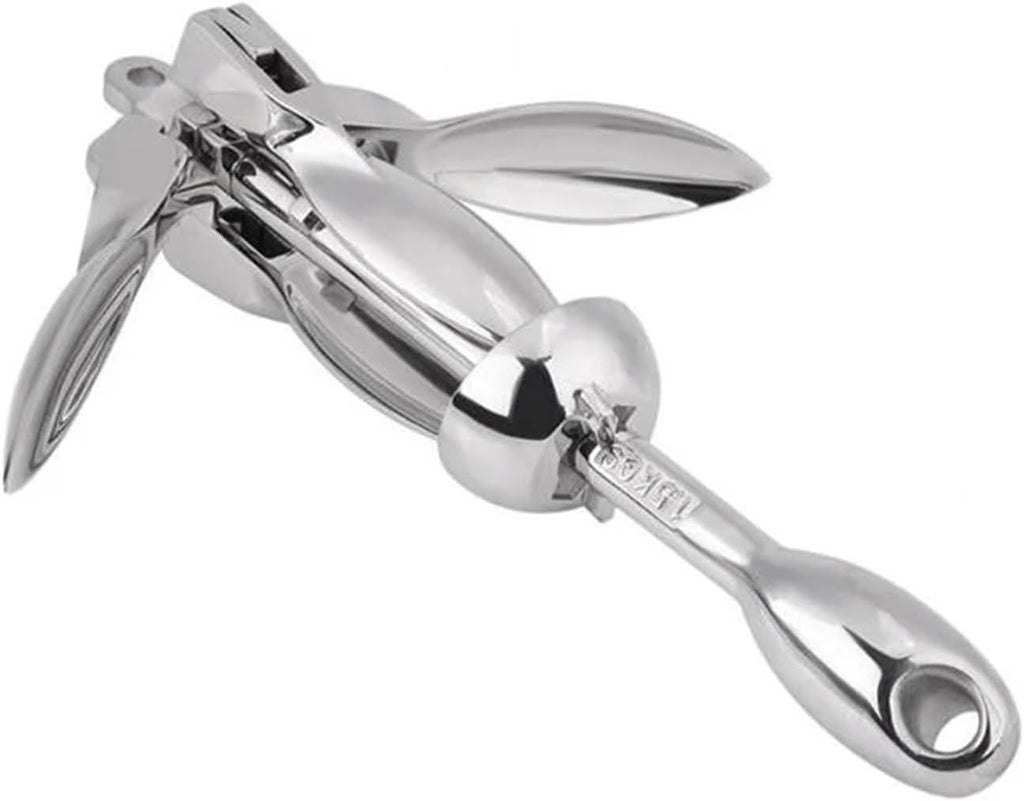 Folding Anchor, 316 Stainless Steel Folding Grapnel Boat Anchor Boating Accessories 4 Claw Yacht,for Small Boats Canoe Paddle Boards