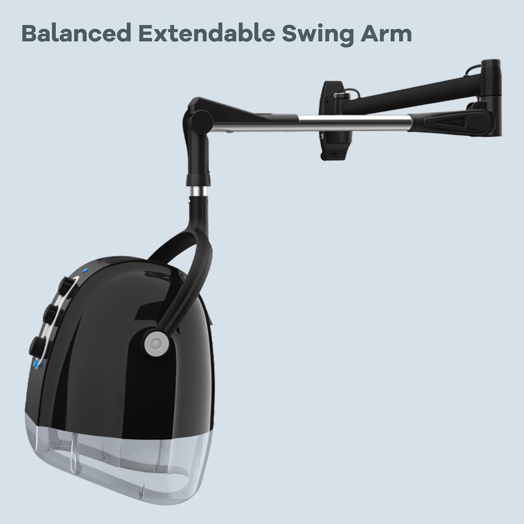 SyyBhb Wall Mount Hooded Salon Hair Dryer, Professional Ionic Hair Color Processor, Temperature & Drying Adjustable, 60-Minute Timing, 52' Extendable Arm, 25lbs Installed on Load Bearing Wall