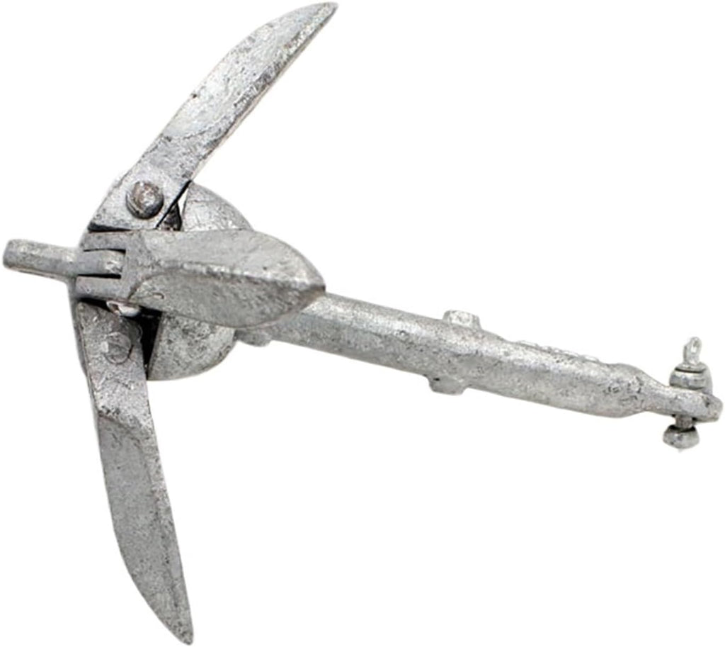 Folding Anchor, Small Mini Metal Anchor for Fishing Boat PVC Inflatable Steel Iron Rope Optional Chain 1.5kg,for Small Boats Canoe Paddle Boards