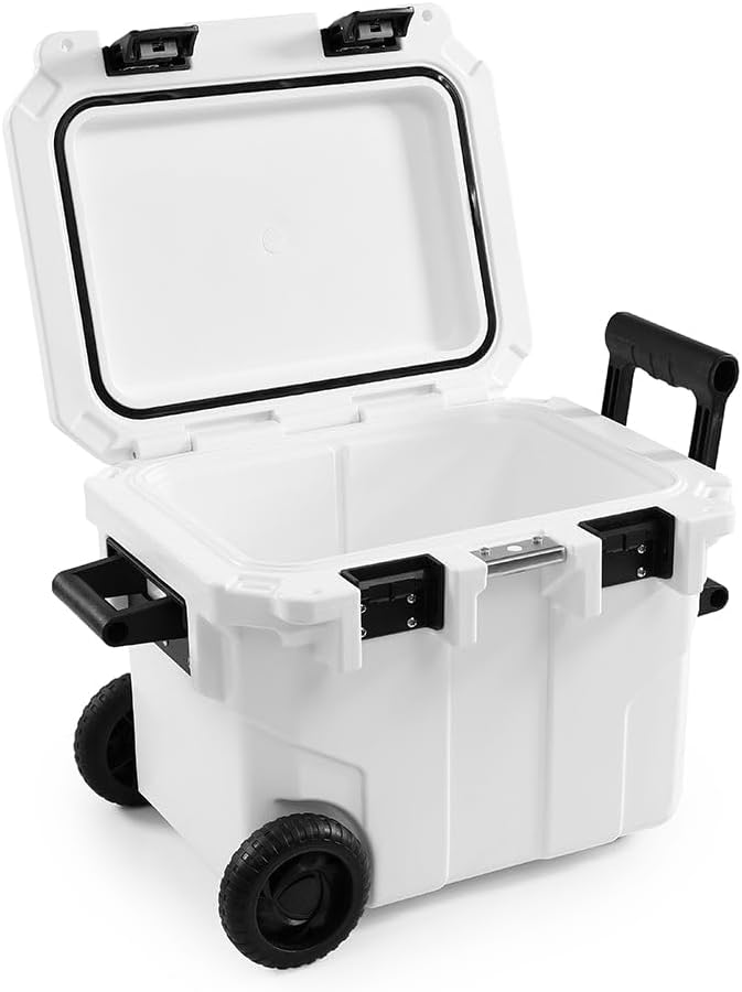 BluBox Hard Cooler Box, Heavy-Duty for Extended Outdoor Use, Camping, Fishing, White
