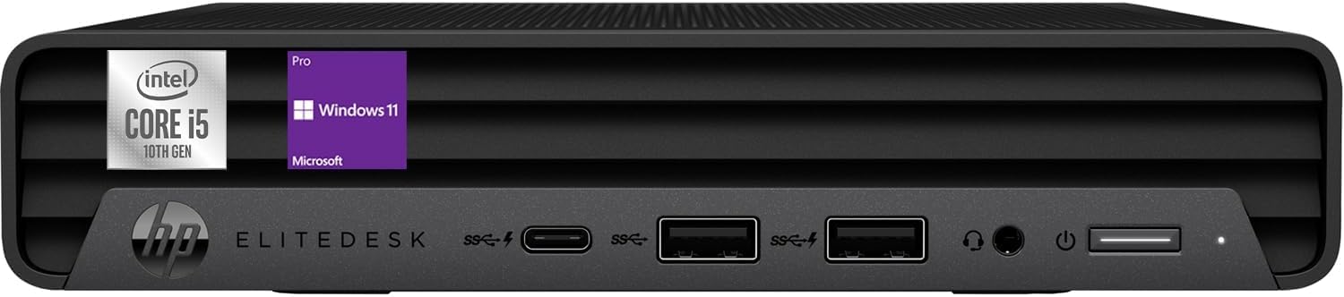HP EliteDesk 800 G6 Mini Desktop Business Computer, Core i5-10500T Processor, 16GB RAM, 1TB PCIe SSD, RJ-45, Displayport, SUB KB & Mouse, Wi-Fi, BT, Windows 11 Pro (Renewed)