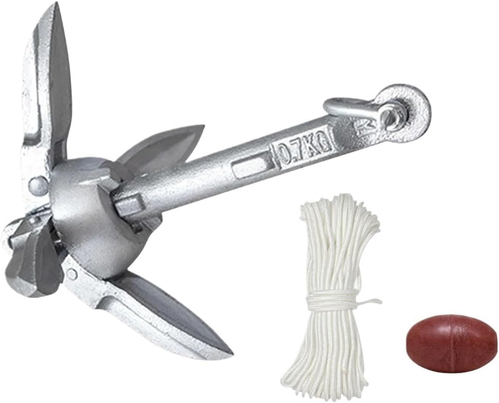 Folding Anchor, 0.7KG/1.5KG Grapnel Anchor Marine Rope and Buoy Boat,for Small Boats Canoe Paddle Boards