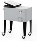 Ice Chest with Wheels, 60 Quart Portable Rolling Cooler with Bottle Opener & Cap Collector & Bottom Storage Tray for Patio Party & BBQ & Beach Activities