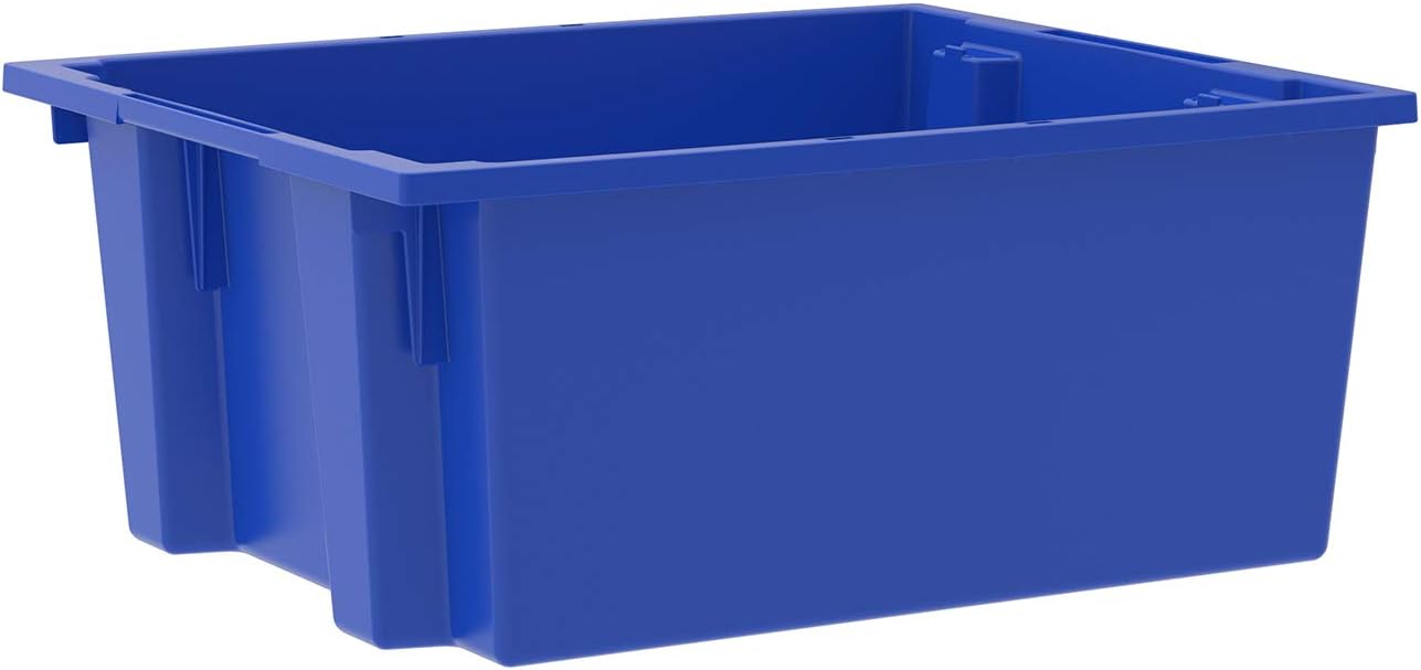 Akro-Mils 35225 Nest and Stack Plastic Storage Bins, Heavy Duty Industrial Strength Totes for Storage, Transportation and Material Handling Boxes, 23-1/2' L x 19' W x 10' H, Blue, 3-Pack