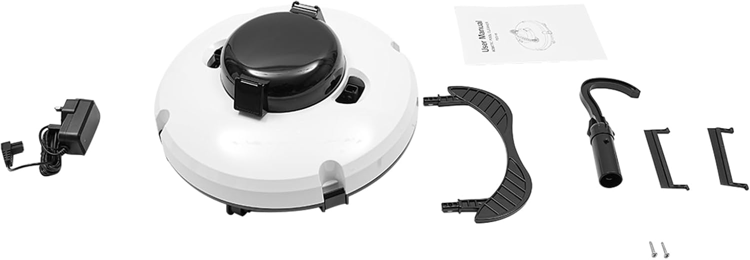 Pool Robot, Cordless Pool Cleaner, Automatic Robotic, Swimming Pool Vacuum Cleaner, Cleaning Machine, 5200 mAh, IPX8 Waterproof, for Above Ground & In Ground Pools, White