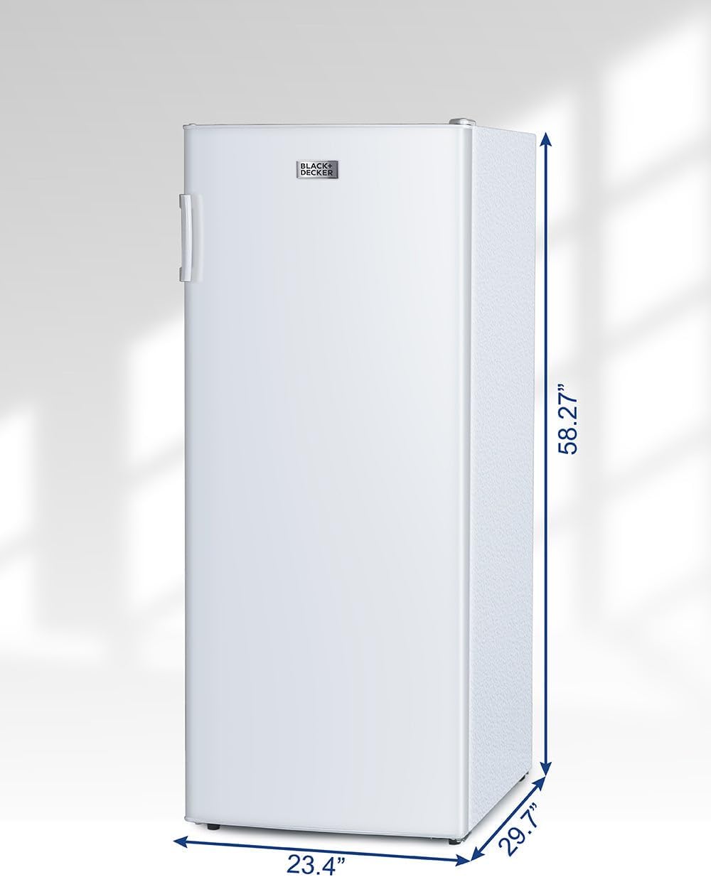 BLACK+DECKER 10 Cu. Ft. Upright Freezer, Stand Up Freezer with Mechanical Temperature Control, Freezer Upright with 3 Shelves and 4 Door Bins, Manual Defrost, R600a Refrigerant, BUF1000LW, White