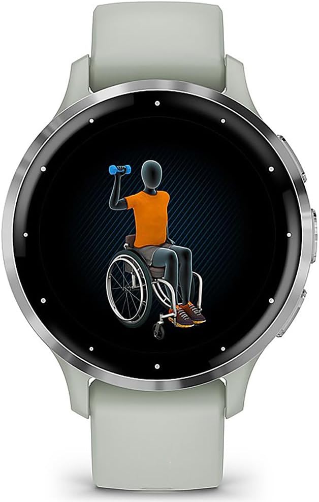 Garmin 010-02785-01 Venu 3S Health Fitness GPS Smartwatch Steel Bezel with Sage Gray Case 41mm Bundle with Deco Essentials Charging Dock, Dust Cover 3 Pack and 2-Pack Screen Protector