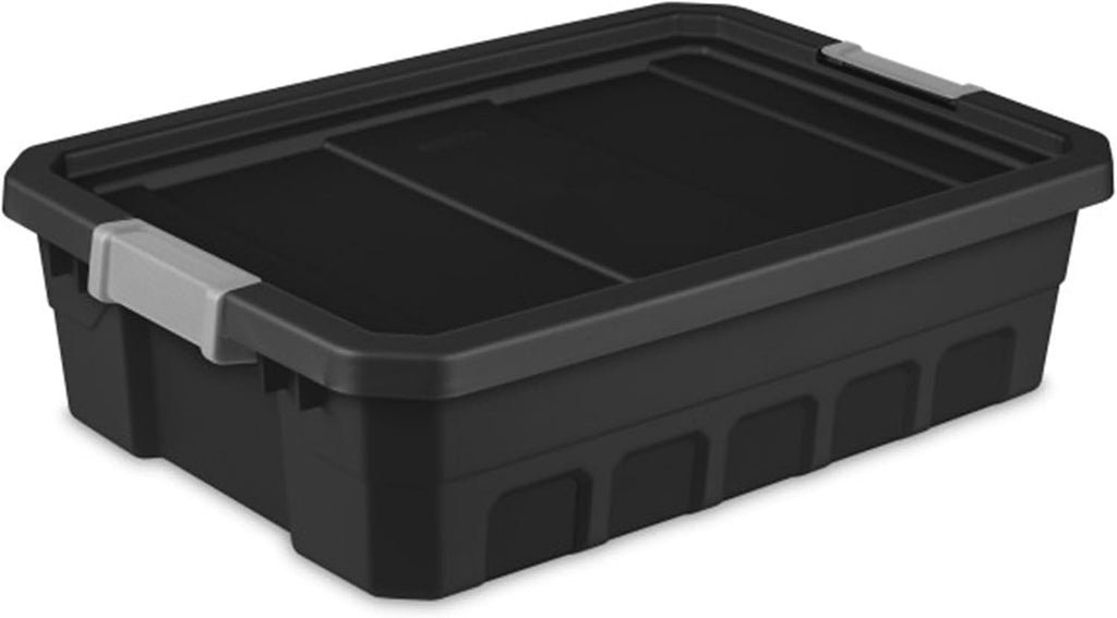 Sterilite 12-Pack Plastic Storage Bins with Lids, Stackable Containers, 10 Gallon, Black