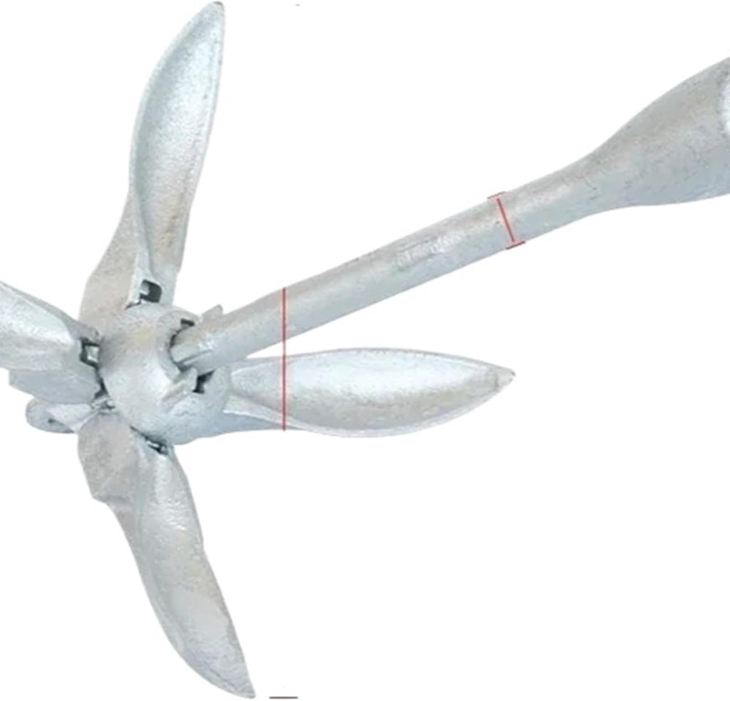 Folding Anchor, Inflatable Boat Anchor Galvanized 1.5Kg Foldable Carbon Steel Ing Delivery Line 20m Rope Boating Anchors,for Small Boats Canoe Paddle Boards