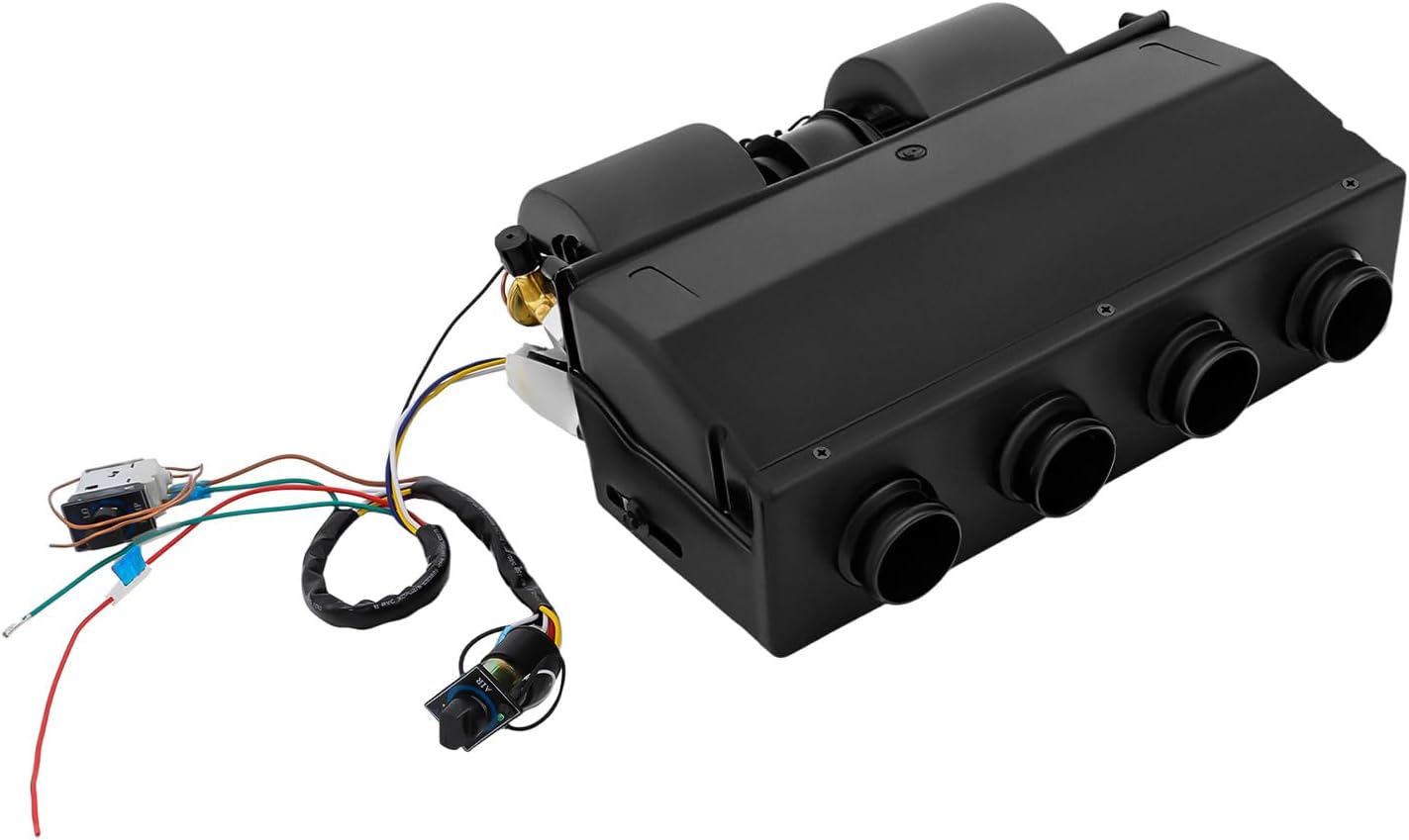 LOYALHEARTDY A/C Air Conditioning Evaporator Assembly Unit & Heater Kit, 600CFM 3 Speed AC 12V Under-Dash Evaporator Electrical Thermostat for Car Truck, Heat & Cool 4 port 12V (BEU-404-000)