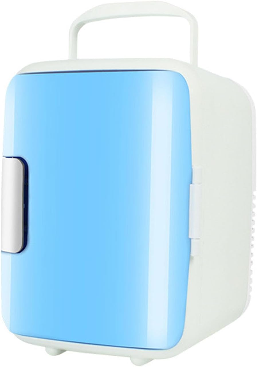 Car Cooling and Heating Box, 4L Mini Car Refrigerator for Home, Car Portable Car Fridge 12V/220V Electric Coolers for Food, Drinks, Skincare, Beauty, Makeup, Camping,Blue