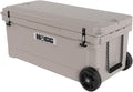 Ice Cooler with Wheels and Handle, Wheeled Cooler, Insulated Ice Chest with Wheels and Handle for Fishing and Camping with Dry Storage, Bottle Openers, and Cupholders