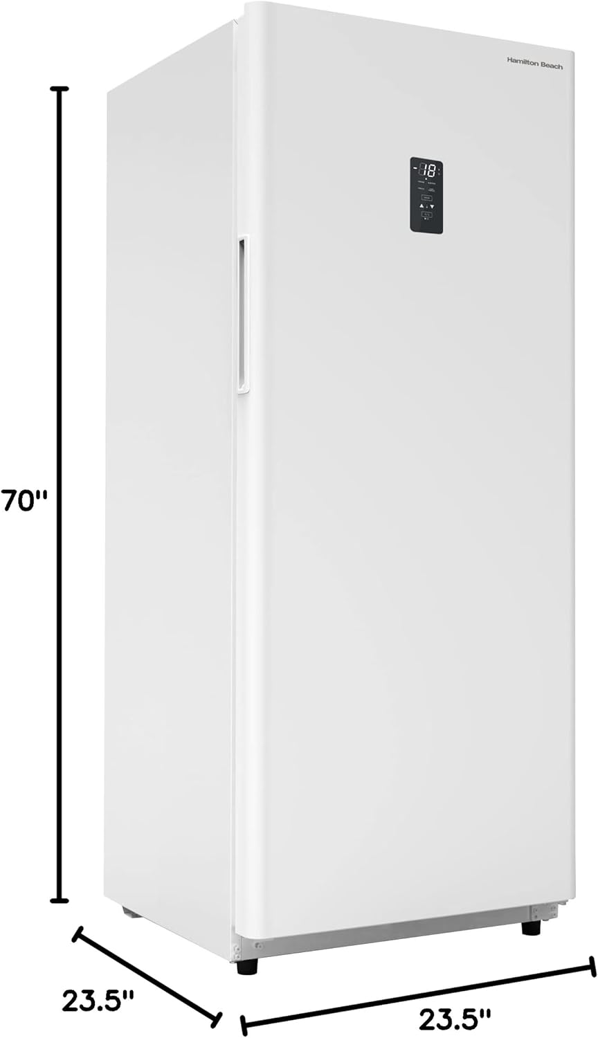 Hamilton Beach HZ4941 14 cu ft Upright Convertible Fridge/Freezer-Frost Free-Reversible Door-Removable Glass Shelves-LED Interior Light, White