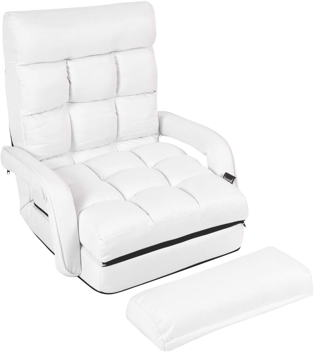 GOFLAME Adjustable Folding Massage Lazy Sofa, Floor Chair Sofa, Padded Gaming Chair with Armrests and Pillow