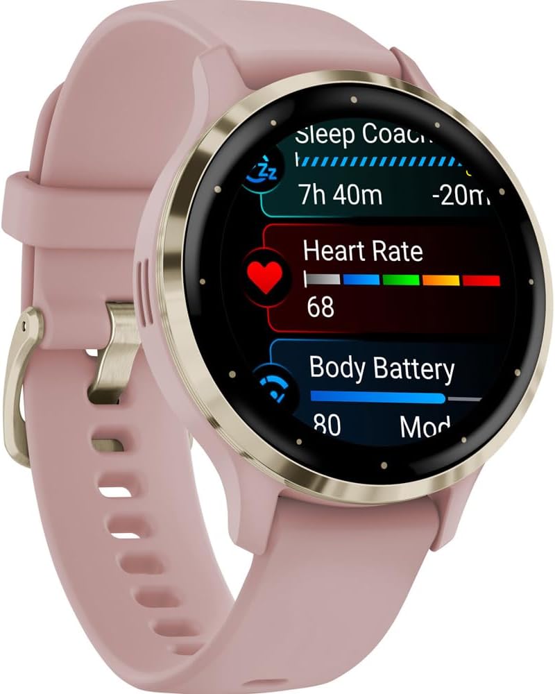 Garmin Venu 3S Fitness GPS Smartwatch Gold Bezel w/Rose Case (41mm) - Refurbished 010-N2785-03 Bundle with 2 YR CPS Enhanced Protection Pack