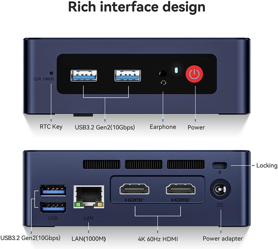 Beelink Mini PC, Mini Computer Mini S12 12th Gen Quad-Core N95, Desktop Computers 8G DDR4 RAM 256G SSD, Small PC 4K UHD Dual HDMI, Dual WiFi/Gigabit Ethernet/BT4.0 for Office/HTPC/Home/W11 Home