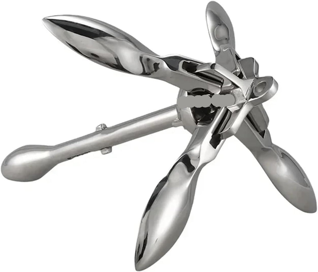 Folding Anchor, Stainless Steel Mirror Polished Yacht Parts 316 Grapnel Anchor,for Small Boats Canoe Paddle Boards
