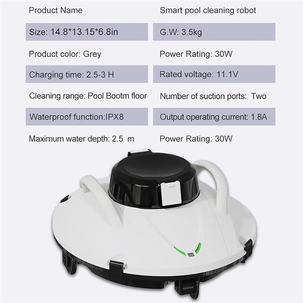 Smart Pool Cleaning Robot, Robotic Pool Vacuum Cleaner, Cordless Automatic Pool Cleaner, Automatic Vacuum Cleaner,90 Mins Runtime, Automatic Robot Leaf Cleaners Small Inground Swimming Pool