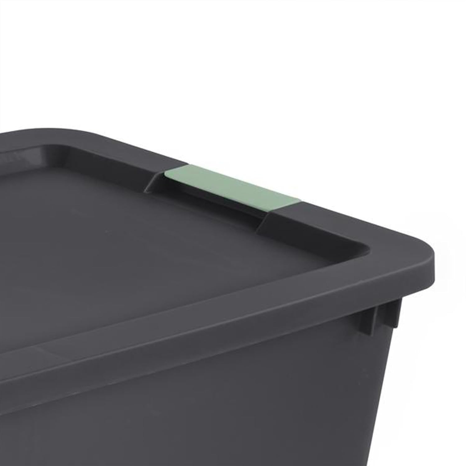 Sterilite 8 Pack 45 Gallon Wheeled Latch Tote, Stackable Plastic Storage Bin, Gray/Green