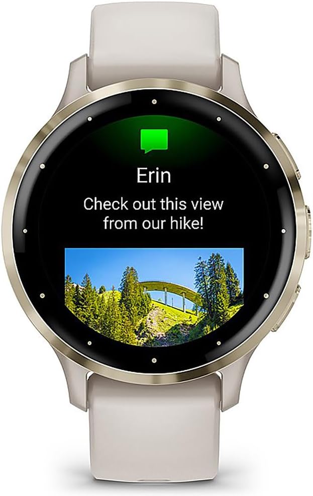 Garmin 010-02785-04 Venu 3S Health Fitness GPS Smartwatch Gold Steel Bezel with Ivory Case 41mm Bundle with Deco Essentials Charging Dock, Dust Cover 3 Pack and 2-Pack Screen Protector
