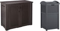 Rubbermaid 123 Gal Outdoor Storage Cabinet and Suncast 33 Gallon Resin Outdoor Trash Can Bundle