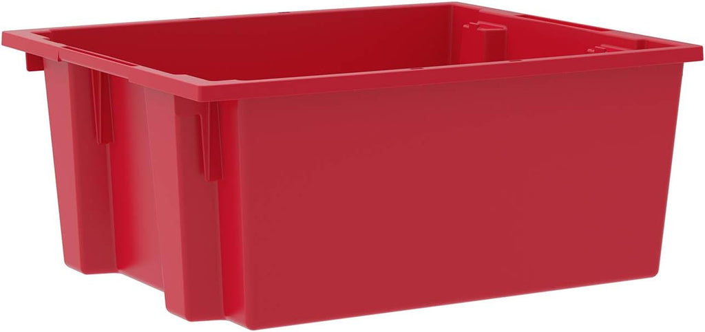 Akro-Mils 35225 Nest and Stack Plastic Storage Bins, Heavy Duty Industrial Strength Totes for Storage, Transportation and Material Handling Boxes, 23-1/2' L x 19' W x 10' H, Red, 3-Pack