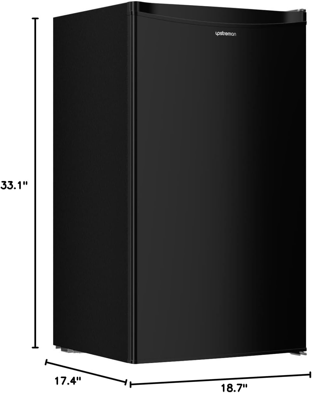 Upstreman 3.2 Cu.Ft Mini Fridge with Freezer, Quiet Efficient Small Fridge, Compact Refrigerator with Adjustable Thermostat, for Dorm, Bedroom, Office, Black-BR321