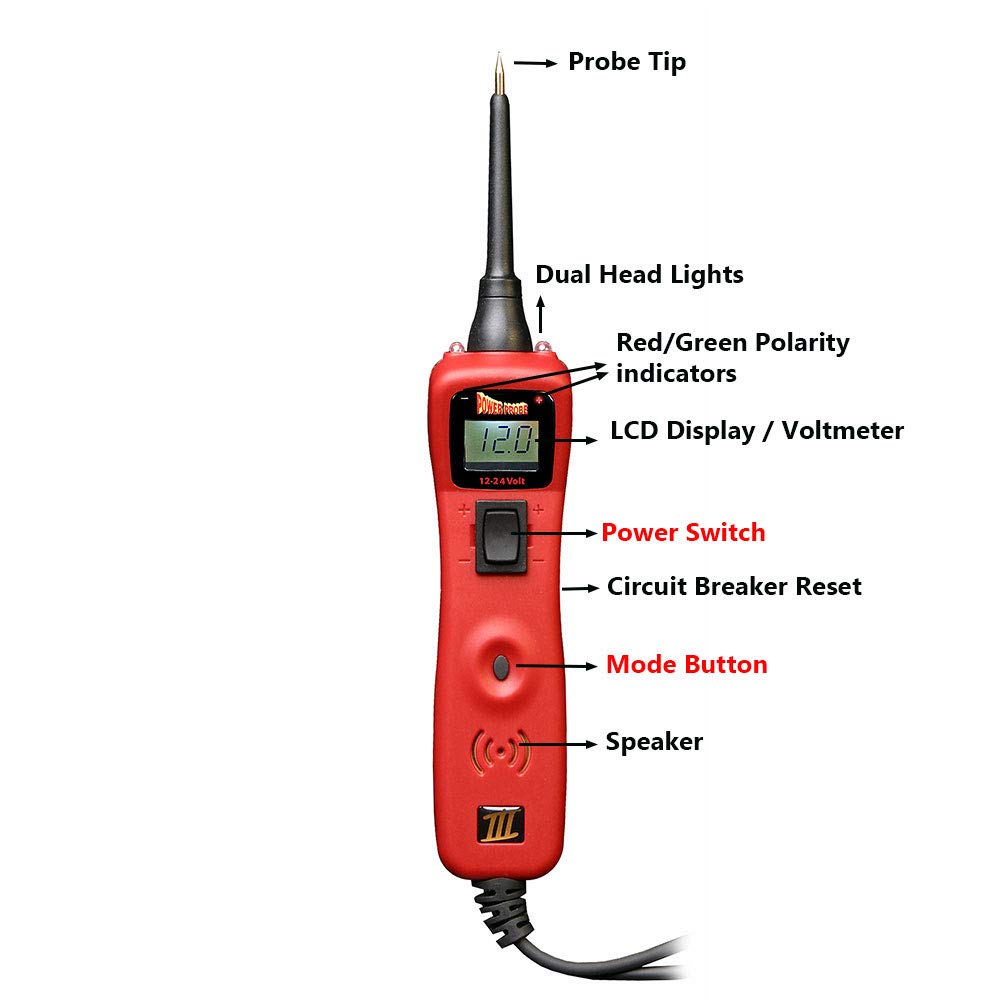 Power Probe III Clamshell - Red (PP3CSRED) [Car Automotive Diagnostic Test Tool, Digital Volt Meter, AC/DC Current Resistance, Circuit Tester]