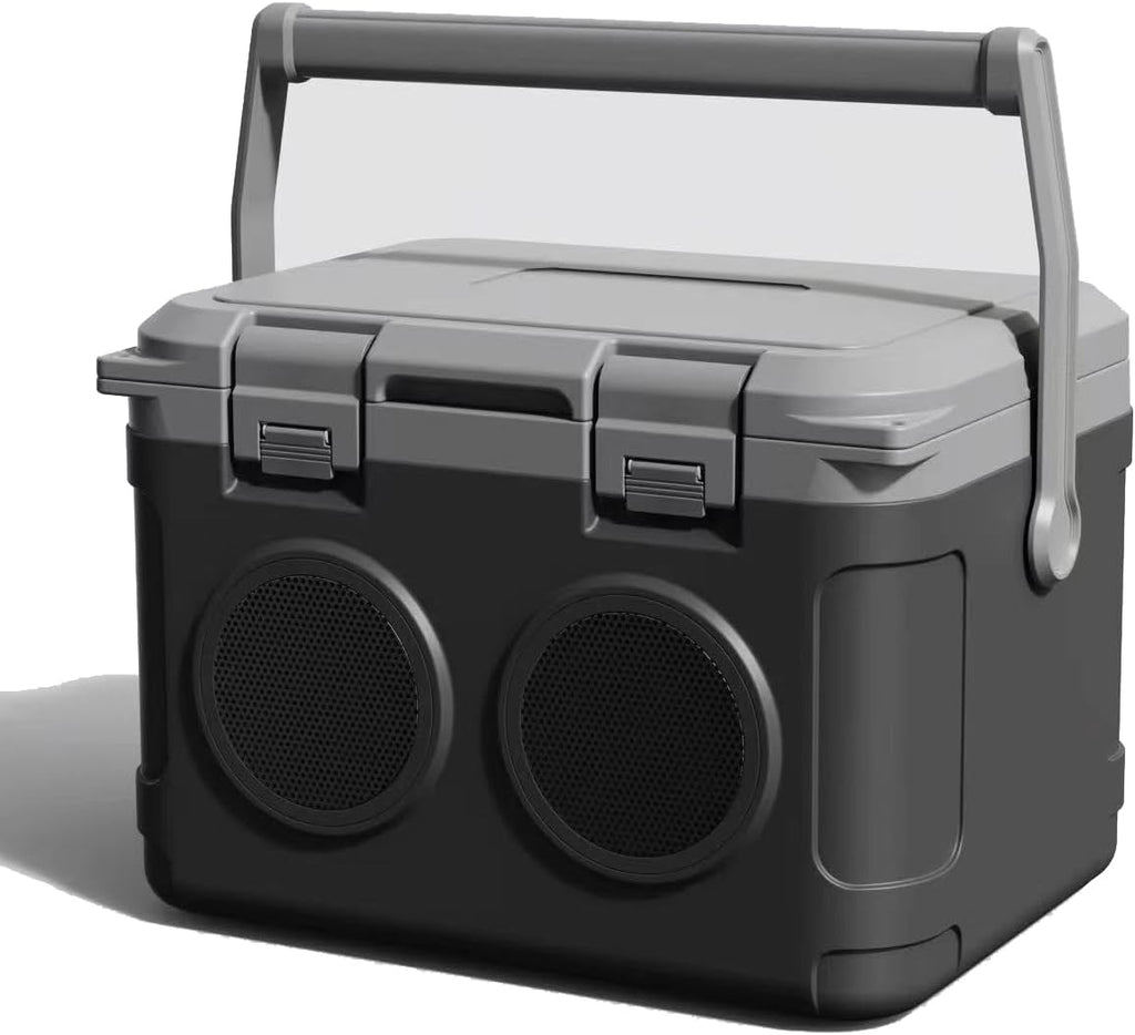 Camp Cooler with Bluetooth Speaker 22 Quart，48 Hours Ice Retention, Portable Handle, Outdoor Camping Cooler for BBQs, Beach, Hiking