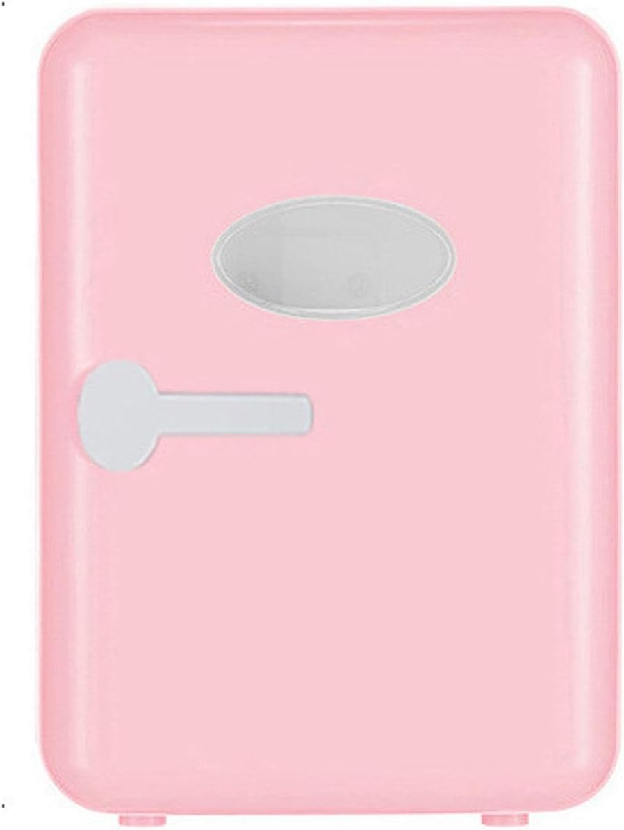 Mini Refrigerator 220V AC/ 12V DC Thermo Electric Cooler and Warmer Small Fridge Rapid Cooling 4 Liter/6 Cans Skincare Fridge for Beverage, Food, Home, Office and Car,Pink