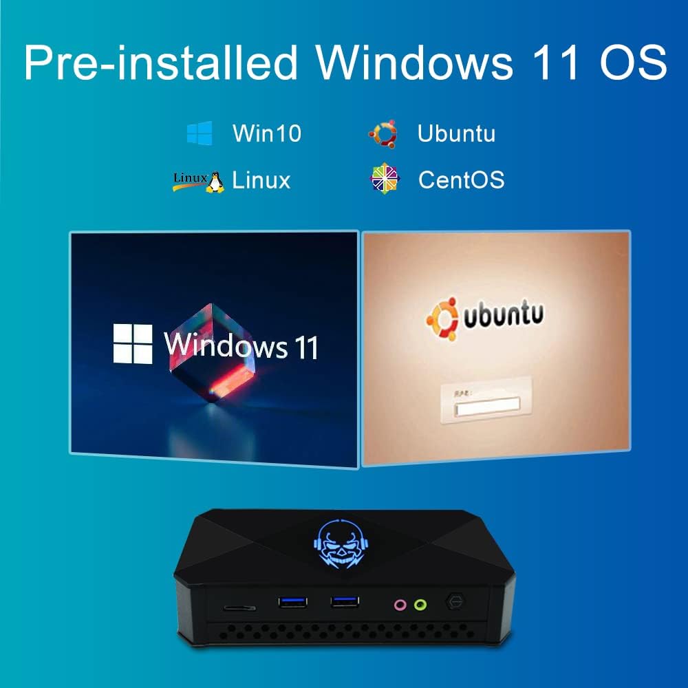 Desktop Mini PC Intel Celeron-J4125 4-Core 4-T Processor 8GB DDR4 512GB SSD Light Gaming Small Computer Pre-Installed Windows 11 Pro 4K HD 24h/7d Fanless Grade